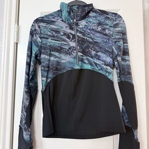 Lululemon Marble Print Quarter-Zip Pullover in Teal & Black